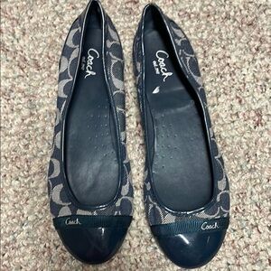 Coach Cecil Women's Blue logo print Ballet Flats with patent trim